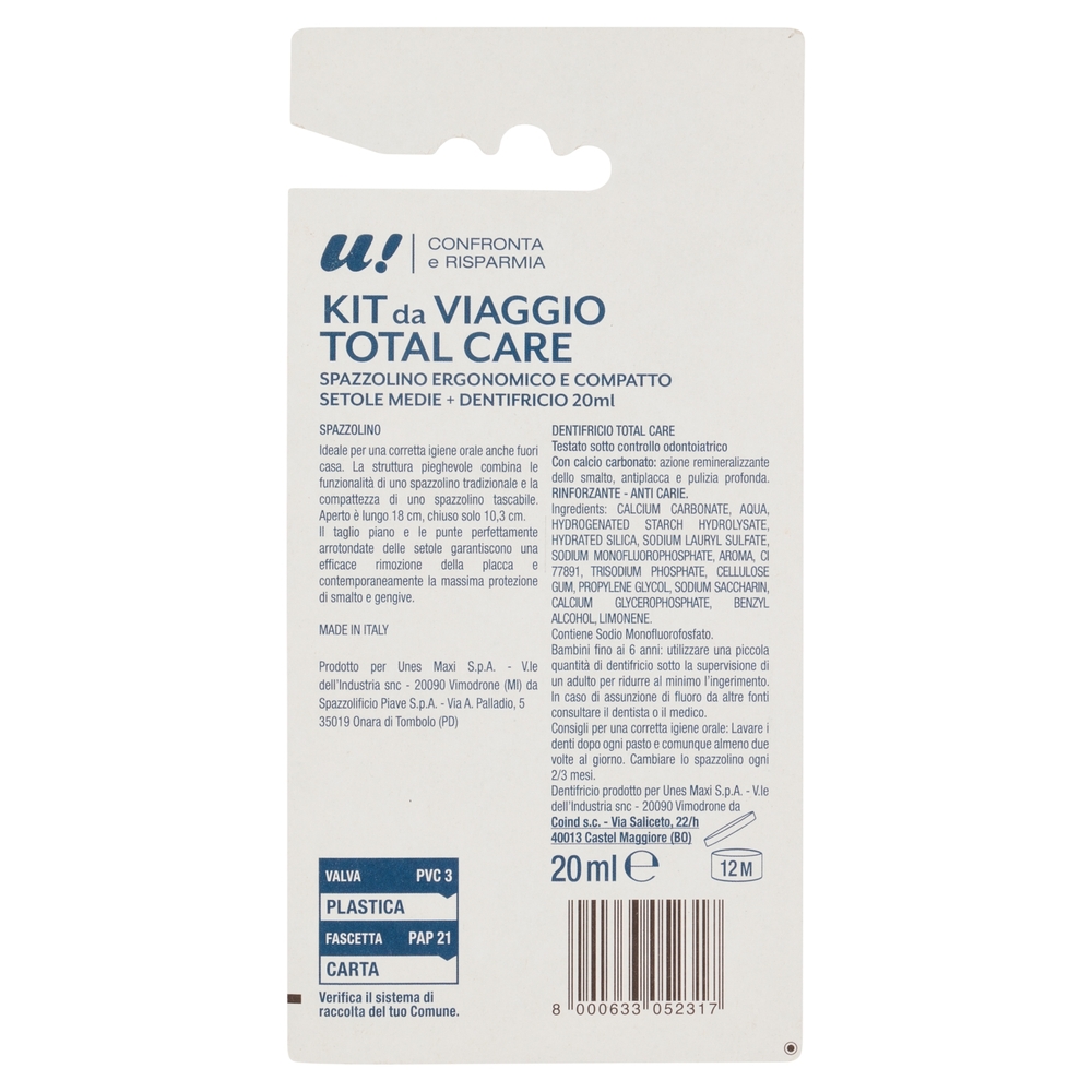 Kit da Viaggio Total Care U! Confronta e Risparmia